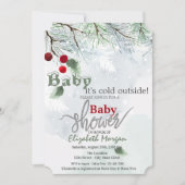 Invitation Il fait froid dehors Baby shower Branches de neige (Devant)