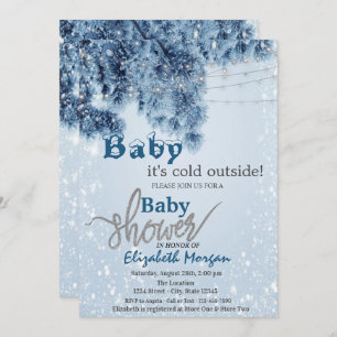 Invitation Il fait froid dehors Baby shower de branches de pi