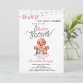 Invitation Il fait froid dehors Baby shower de fille en pain  (Debout devant)