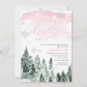 Invitation Il fait froid dehors Baby shower de fille rose hiv (Devant)