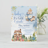 Invitation Il fait froid dehors Baby shower de pain d'épices  (Debout devant)