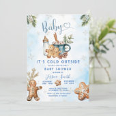 Invitation Il fait froid dehors Baby shower de pain d'épices (Debout devant)