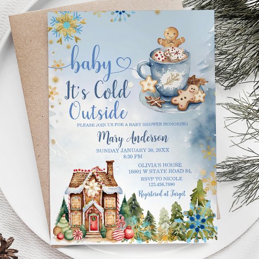 Invitation Il fait froid dehors Baby shower de pain d'épices 