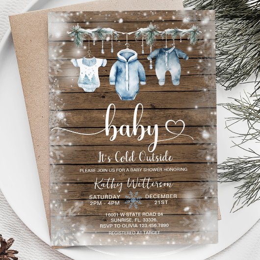 Invitation Il fait froid dehors Baby shower d'hiver de vêteme