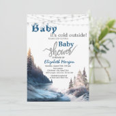 Invitation Il fait froid dehors Paysage, Baby shower naturel (Debout devant)
