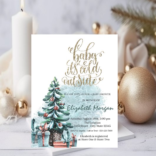 Invitation Il fait froid dehors Pine Tree présente le Baby sh