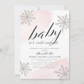 Invitation Il fait froid hors Baby shower virtuel rose (Devant)