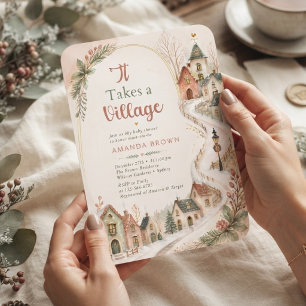 Invitation Il faut tout un village pour une baby shower hive