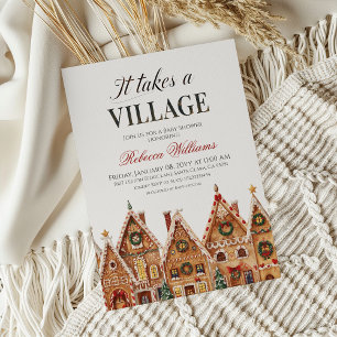 Invitation Il faut un Baby shower de Noël d'hiver dans un vil
