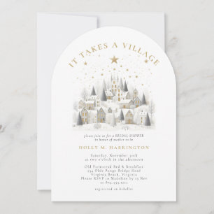 Invitation Il faut un Baby shower d'hiver de village
