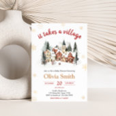 Invitation Il faut un Baby shower d'hiver de village