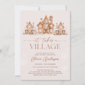 Invitation Il faut un Baby shower d'hiver de village (Devant)