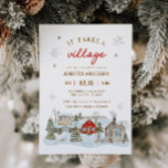 Invitation Il faut un Baby shower d'hiver neige du village<br><div class="desc">Il faut un Baby shower d'hiver neige village</div>