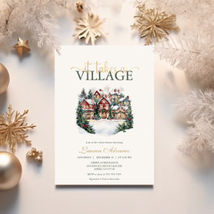 Invitation Il faut un Baby shower d'hiver neige du village