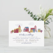 Invitation Il Faut Un Baby shower Village Blue Boy (Debout devant)