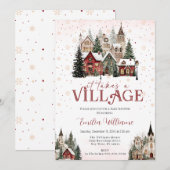 Invitation Il faut un Baby shower Village Chritsmas (Devant / Derrière)