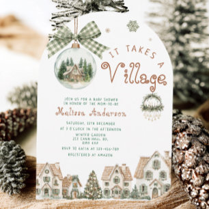 Invitation Il faut un Baby shower village neutre pour les fem