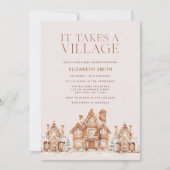Invitation Il faut un Baby shower Village Vacances (Devant)