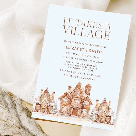 Invitation Il faut un Baby shower Village Vacances