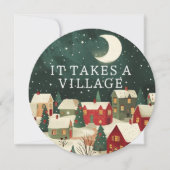 Invitation Il Faut Un Village De Baby shower Whimsical Winter (Devant)