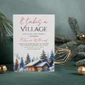 Invitation Il Faut Un Village Neutre Baby shower D'Hiver
