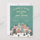 Invitation Il faut un village vacances Noël Baby shower (Devant)