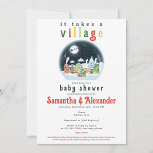 Invitation Il Faut Un Village Winter Père Noël Baby shower