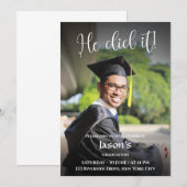 Invitation Il L'A Fait ! Graduation de la photo de dégradé no (Devant / Derrière)