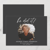 Invitation Il l'a fait noir moderne diplôme de photo (Devant / Derrière)