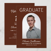 Invitation Il L'A Fait Photo Burgundy Graduation (Devant / Derrière)