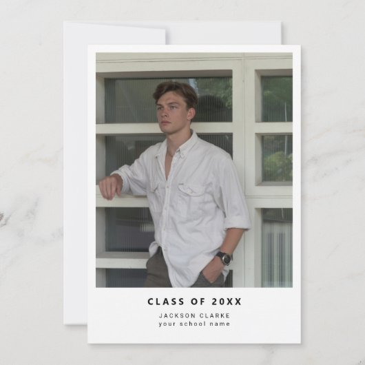 Invitation Il L'A Fait Script Minimal Photo Graduation (Dos)