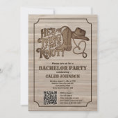 Invitation Il lie le Knot Cowboy Bachelor Party QR Code (Devant)
