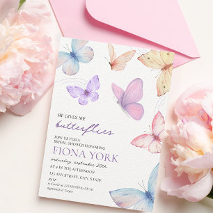 Invitation Il me donne des papillons Chic Elegant Fête des ma