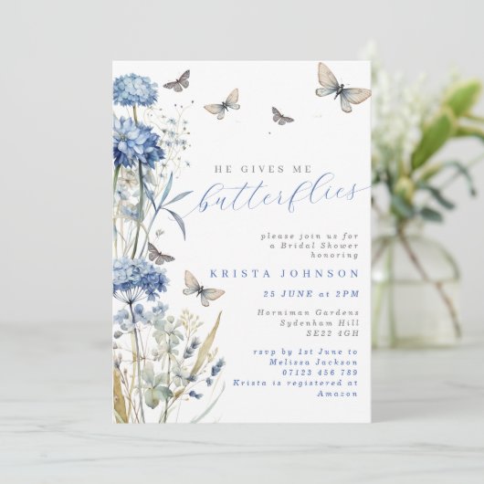 Invitation Il Me Donne Des Papillons Dusty Fête des mariées B (Debout devant)