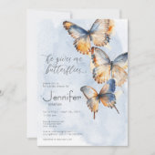 Invitation Il Me Donne Des Papillons Fête des mariées Bleue (Devant)