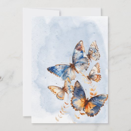 Invitation Il Me Donne Des Papillons Fête des mariées Bleue (Dos)