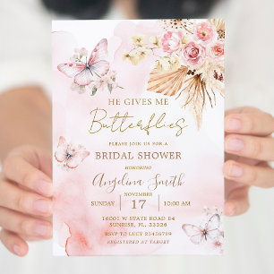 Invitation Il Me Donne Des Papillons Fête des mariées Boho