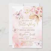 Invitation Il Me Donne Des Papillons Fête des mariées Boho (Devant)