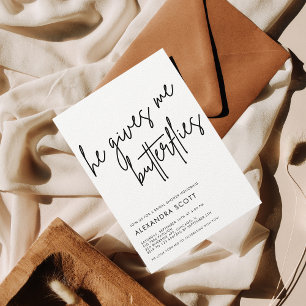 Invitation Il me donne des papillons Fête des mariées minimal