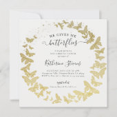 Invitation Il Me Donne Des Papillons Fête des mariées Or Mode (Devant)
