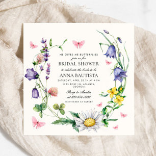 Invitation Il Me Donne Des Papillons Fleur sauvage Fête des m