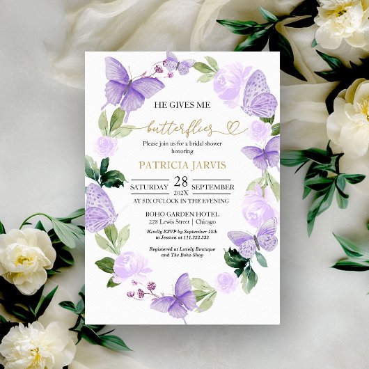 Invitation Il Me Donne Des Papillons Nuptiale Douche Invitati