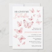 Invitation Il Me Donne Des Papillons Rose Fête des mariées (Devant)