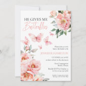 Invitation Il Me Donne Des Papillons Rose Fête des mariées (Devant)