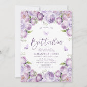 Invitation Il Me Donne Des Papillons Violets Fête des mariées (Devant)