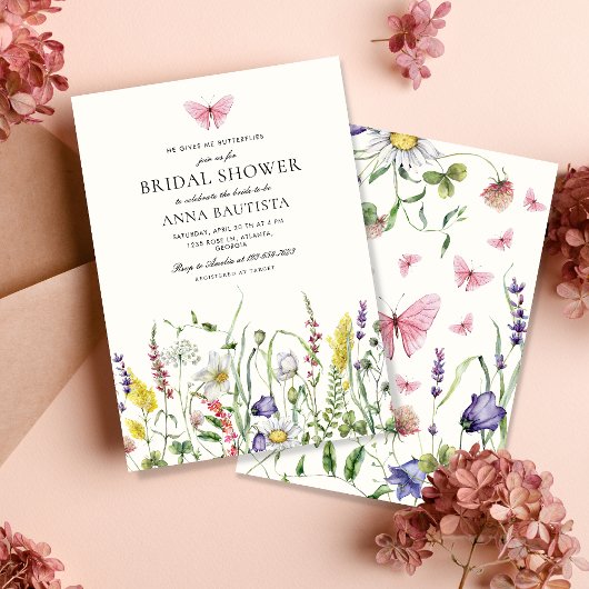 Invitation Il Me Donne Fête des mariées Aux Papillons