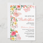 Invitation Il Me Donne Fête des mariées Florale De Papillons (Devant)