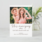 Invitation Il m'épouse coincée avec nous Photo de la servante (Debout devant)