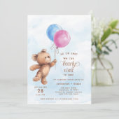 Invitation Il ou elle attend bébé Teddy Ours Genre Reved (Debout devant)
