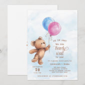 Invitation Il ou elle attend bébé Teddy Ours Genre Reved (Devant / Derrière)